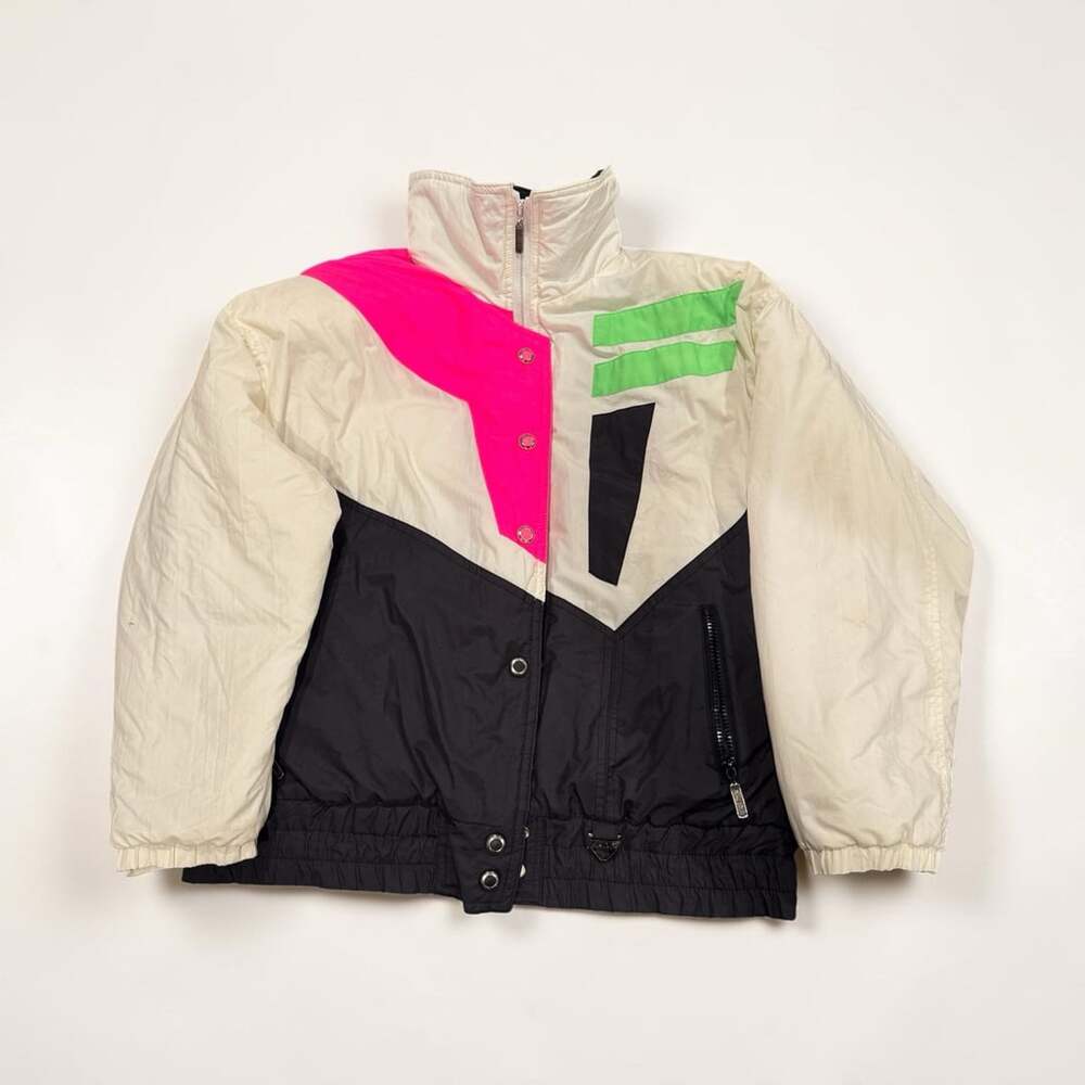 KAOS by Andy Johns Vintage Ski Jacket Medium White Black Pink Retro
